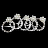 Maxbell 10x Bowknot Crystal Diamante+ 10 Round Pearl Buckle Ribbon Slider Gift Box Decor
