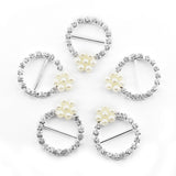 Maxbell 10x Bowknot Crystal Diamante+ 10 Round Pearl Buckle Ribbon Slider Gift Box Decor