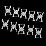 Maxbell 10x Bowknot Crystal Diamante+ 10 Round Pearl Buckle Ribbon Slider Gift Box Decor