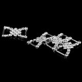 Maxbell 10x Bowknot Crystal Diamante+ 10 Round Pearl Buckle Ribbon Slider Gift Box Decor