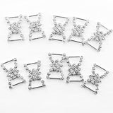 Maxbell 4x10 Pcs Crystal Diamante Rhinestone Buckle Invitation Ribbon Slider G
