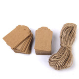 Maxbell 4x100 Kraft Paper Hang Tag Luggage Wedding Party Gift Cards + String Brown