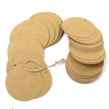 Maxbell 200 Round & Heart Kraft Paper Hang Tags Label Wedding Birthday Gift Card String