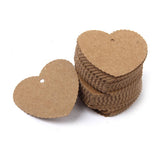 Maxbell 200 Round & Heart Kraft Paper Hang Tags Label Wedding Birthday Gift Card String