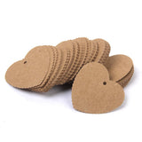 Maxbell 200 Round & Heart Kraft Paper Hang Tags Label Wedding Birthday Gift Card String