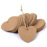 Maxbell 200 Round & Heart Kraft Paper Hang Tags Label Wedding Birthday Gift Card String