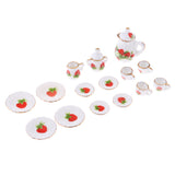 Maxbell Dollhouse Miniature Dining Ware Porcelain Tea Set 15pc White with Strawberry