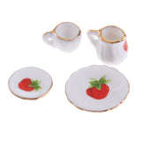 Maxbell Dollhouse Miniature Dining Ware Porcelain Tea Set 15pc White with Strawberry