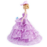 Maxbell Bridal Wedding Gown 4-layer Mesh Floral Dress for Barbie Dolls Purple
