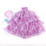 Maxbell Bridal Wedding Gown 4-layer Mesh Floral Dress for Barbie Dolls Purple