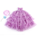 Maxbell Bridal Wedding Gown 4-layer Mesh Floral Dress for Barbie Dolls Purple