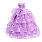Maxbell Bridal Wedding Gown 4-layer Mesh Floral Dress for Barbie Dolls Purple