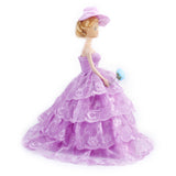 Maxbell Bridal Wedding Gown 4-layer Mesh Floral Dress for Barbie Dolls Purple