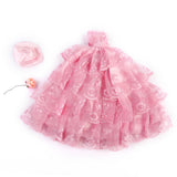 Maxbell Bridal Wedding Gown 4-layer Mesh Floral Dress for Barbie Dolls Pink