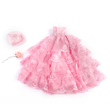 Maxbell Bridal Wedding Gown 4-layer Mesh Floral Dress for Barbie Dolls Pink