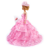 Maxbell Bridal Wedding Gown 4-layer Mesh Floral Dress for Barbie Dolls Pink