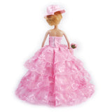 Maxbell Bridal Wedding Gown 4-layer Mesh Floral Dress for Barbie Dolls Pink