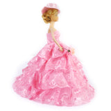Maxbell Bridal Wedding Gown 4-layer Mesh Floral Dress for Barbie Dolls Pink