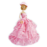 Maxbell Bridal Wedding Gown 4-layer Mesh Floral Dress for Barbie Dolls Pink