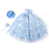 Maxbell Bridal Wedding Gown 4-layer Mesh Floral Dress for   Dolls Blue
