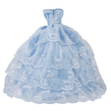 Maxbell Bridal Wedding Gown 4-layer Mesh Floral Dress for   Dolls Blue