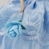 Maxbell Bridal Wedding Gown 4-layer Mesh Floral Dress for   Dolls Blue