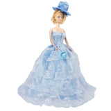 Maxbell Bridal Wedding Gown 4-layer Mesh Floral Dress for   Dolls Blue