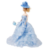 Maxbell Bridal Wedding Gown 4-layer Mesh Floral Dress for   Dolls Blue