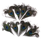 Maxbell 20pcs Natural Peacock Body Plumage & Tail Feathers Craft Mask Millinery Decor
