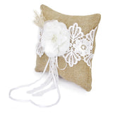 Maxbell Rustic Wedding Hessian Burlap Lace Flower Basket & Feather Ring Bearer Pillow 8"