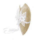 Maxbell Rustic Wedding Hessian Burlap Lace Flower Basket & Feather Ring Bearer Pillow 8"