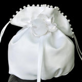 Maxbell 3xSatin Pearl Rhinestone Wedding Bridal Dolly Bag Handbag Ivory 22.5x17cm