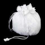 Maxbell 4xSatin Pearl Rhinestone Wedding Bridal Dolly Bag Handbag Ivory 22.5x17cm