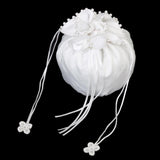 Maxbell 3xSatin Pearl Rhinestone Wedding Bridal Dolly Bag Handbag Ivory 22.5x17cm