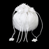 Maxbell 3xSatin Pearl Rhinestone Wedding Bridal Dolly Bag Handbag Ivory 22.5x17cm