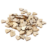 Maxbell 3xNatural Wood Heart Embellishments Weddings Decor Craft 30x3mm 50pcs
