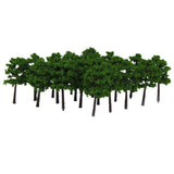 Maxbell 4xPlastic Model Trees Train Railroad Scenery 1:250 40pcs Dark Green