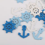 Maxbell Anchor and Helm Wood Pendants Beads for Necklace DIY 100pcs Mixed Color