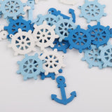 Maxbell Anchor and Helm Wood Pendants Beads for Necklace DIY 100pcs Mixed Color