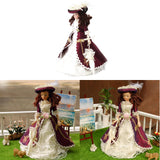 Maxbell 1 x 1/12 Dollhouse Miniature Porcelain Dolls Classical Lady with Hat