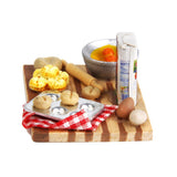 Maxbell 1/12 Dollhouse Miniature Kitchen Food Eggs Milk Bread on Board 1 Set
