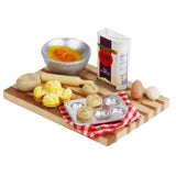 Maxbell 1/12 Dollhouse Miniature Kitchen Food Eggs Milk Bread on Board 1 Set