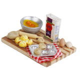 Maxbell 1/12 Dollhouse Miniature Kitchen Food Eggs Milk Bread on Board 1 Set