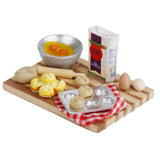 Maxbell 1/12 Dollhouse Miniature Kitchen Food Eggs Milk Bread on Board 1 Set