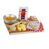 Maxbell 1/12 Dollhouse Miniature Kitchen Food Eggs Milk Bread on Board 1 Set