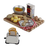 Maxbell 1/12 Dollhouse Miniature Kitchen Food Eggs Milk Bread on Board 1 Set