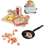 Maxbell 1/12 Dollhouse Miniature Kitchen Food Eggs Milk Bread on Board 1 Set