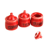 Maxbell 1/12 Ceramic Dollhouse Miniature Storage Jars Decoration 1 Set Red