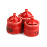 Maxbell 1/12 Ceramic Dollhouse Miniature Storage Jars Decoration 1 Set Red