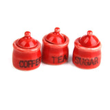 Maxbell 1/12 Ceramic Dollhouse Miniature Storage Jars Decoration 1 Set Red